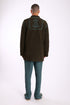 Jacket in faux fur with embroidery on the back